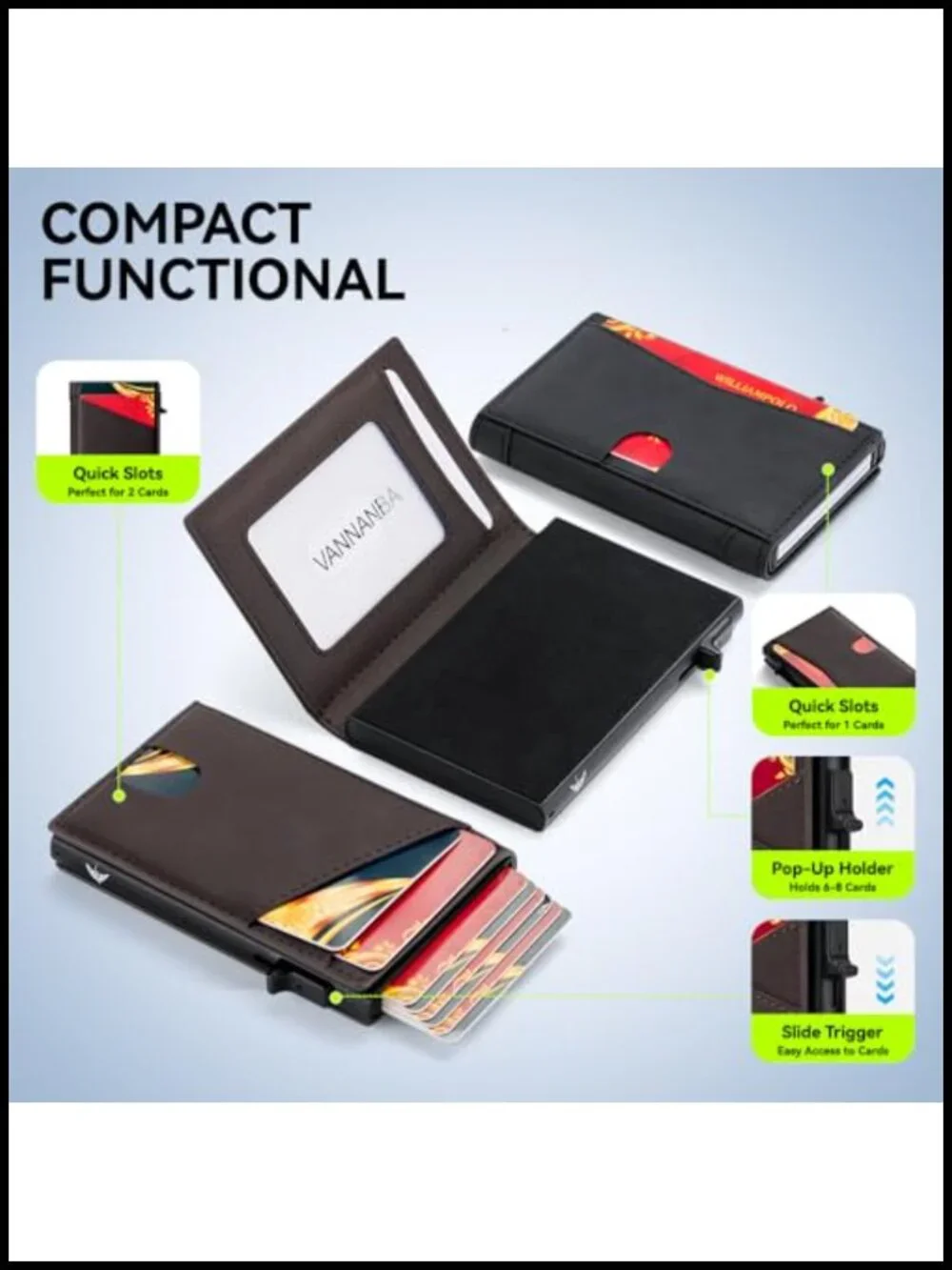 Men's Bifold Minimalist Wallet with RFID Blocking Pop-Up Card Case, Veg-Tan
